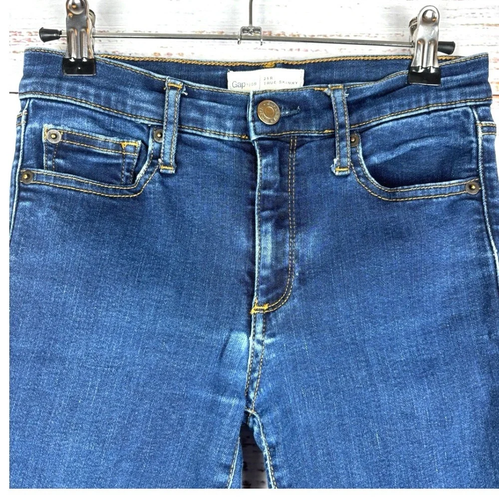 Gap 1969 True‎ Skinny Jeans Womens 26R Dark Wash Denim Slim Fit Classic Style